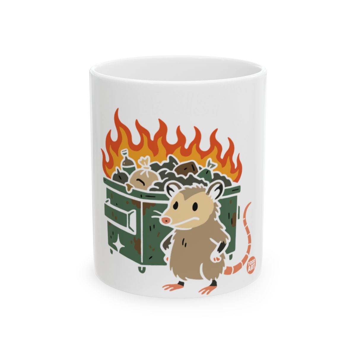 Cute Trash Fire Rat Cartoon Design Mug Product