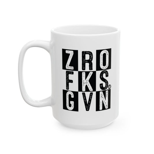 ZRO FKS GVN Black and White Letters on Large Mug