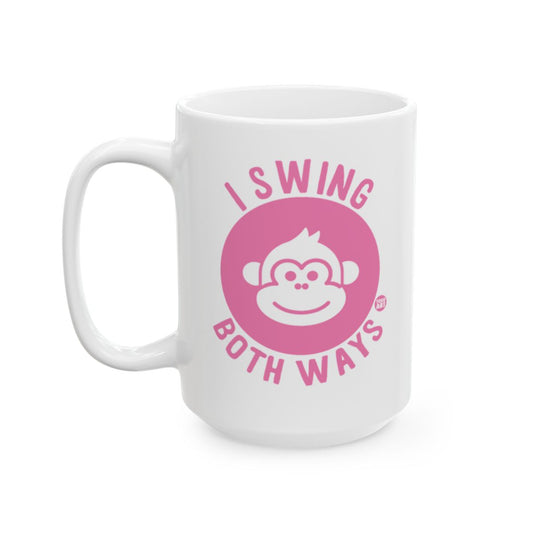 I Swing Both Ways on a Pink Circle Mug