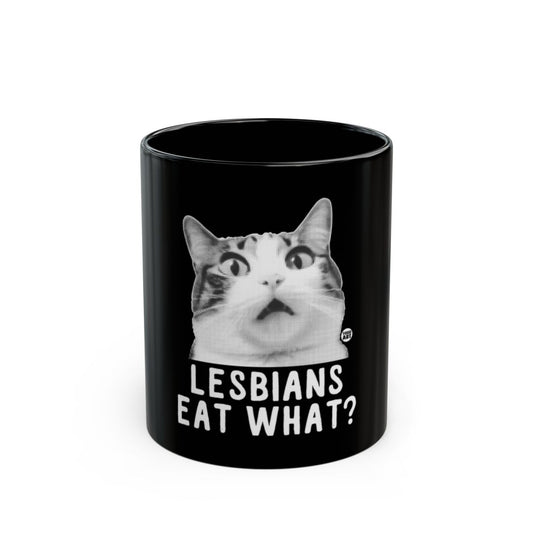 Funny Cat Meme Lesbians Eat What Coffee Mug