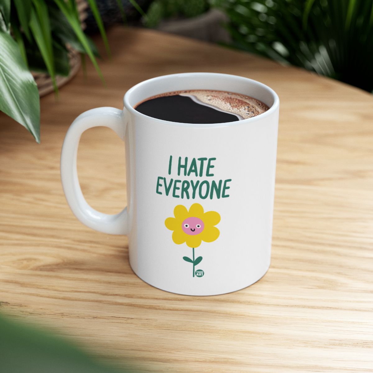 I Hate Everyone Mug with Cute Flower Design