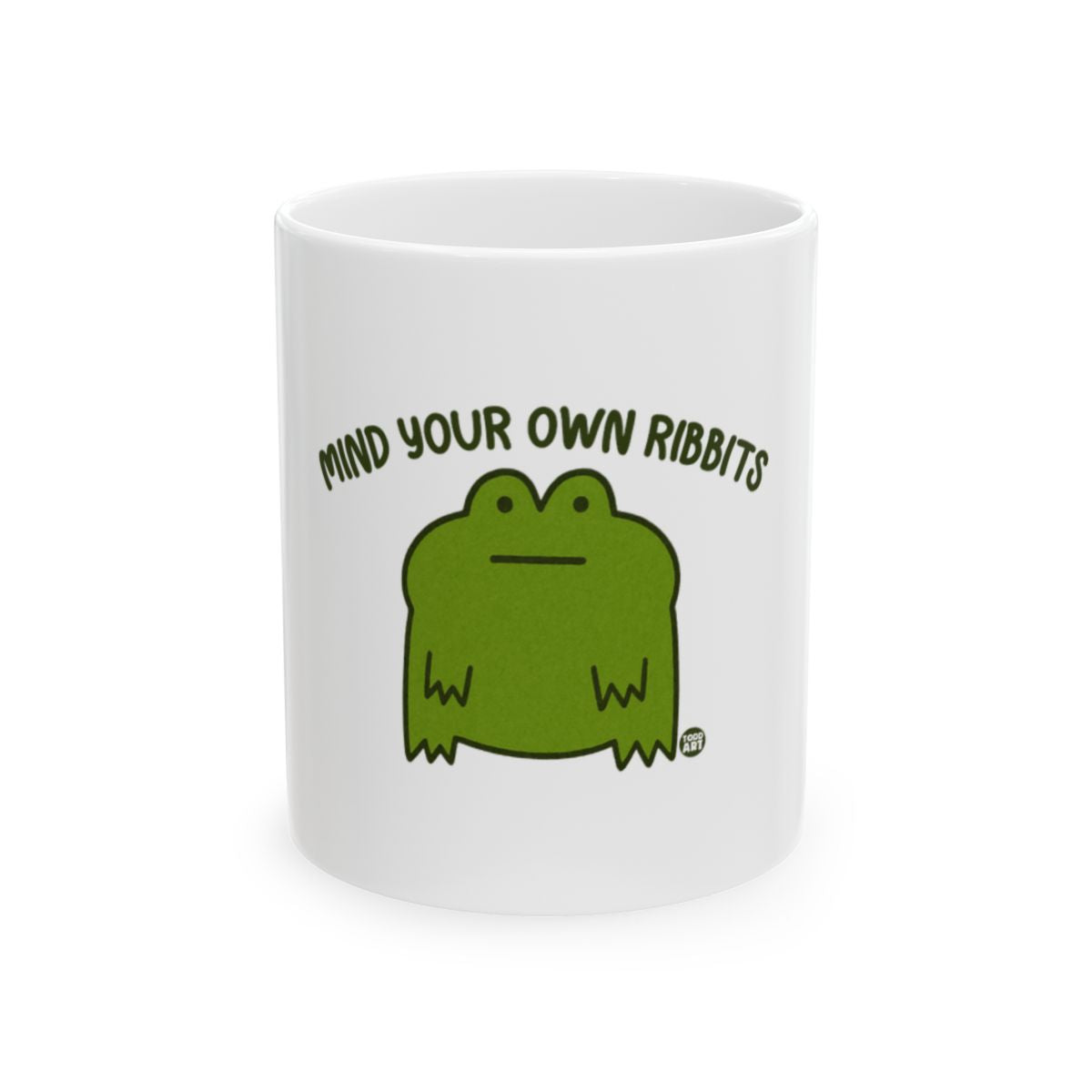 Mind Your Own Ribbits Frog Mug with Cute Green Frog