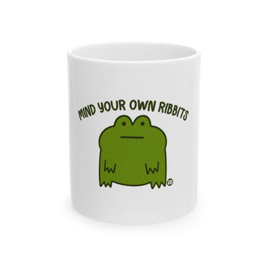 Mind Your Own Ribbits Frog Mug with Cute Green Frog