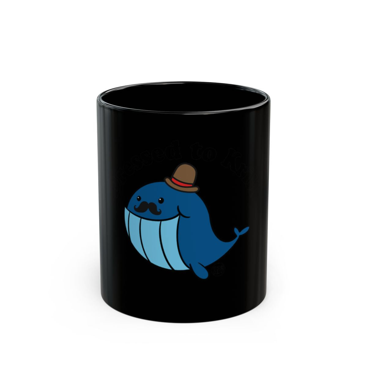 Mustachioed Blue Whale with Hat Design Mug