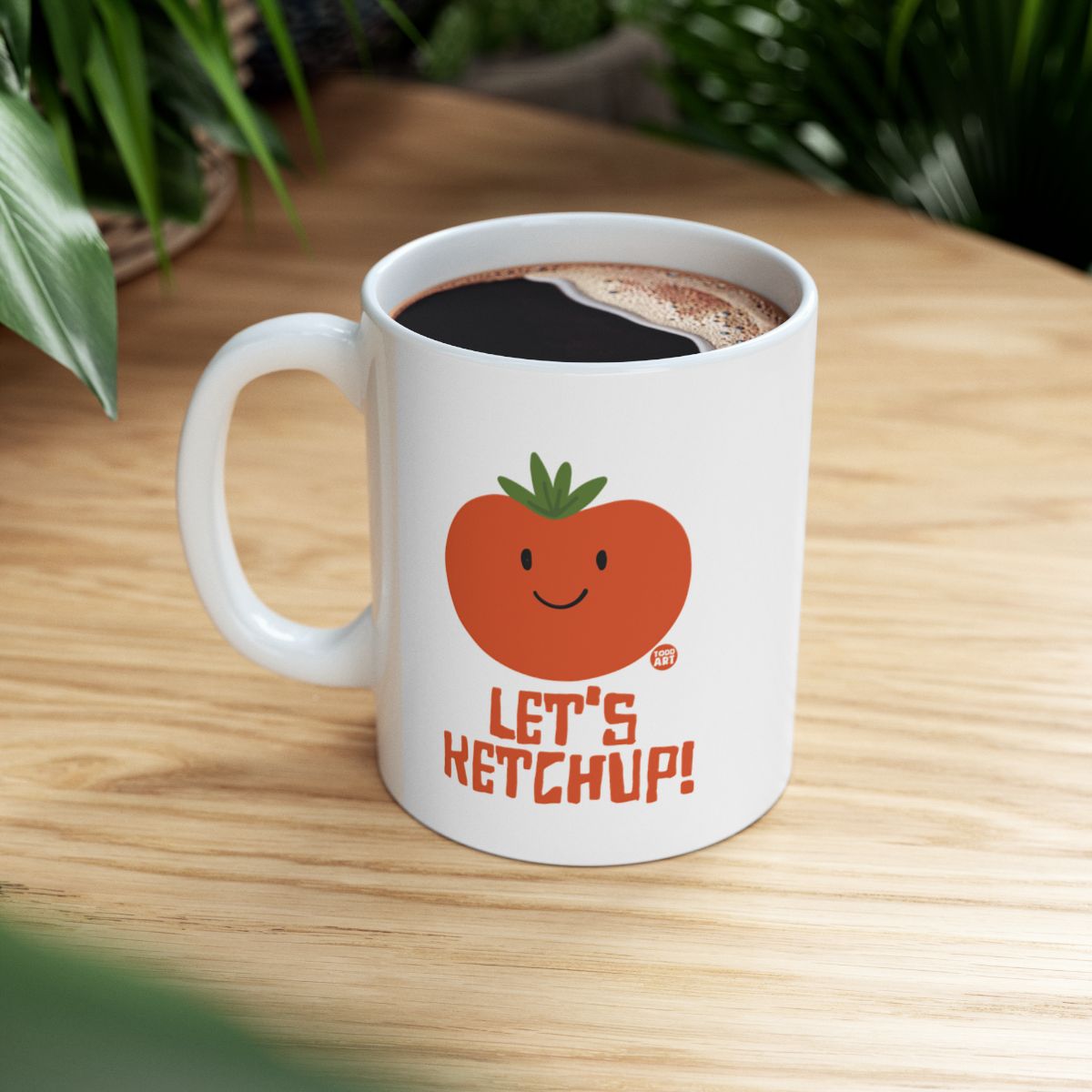Let's Ketchup Cute Tomato Face Design Mug