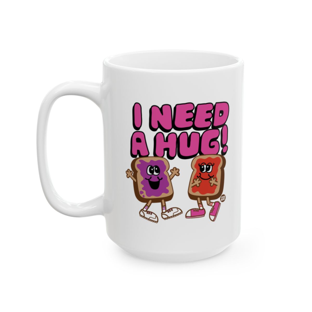 I Need a Hug Two Characters in Sneakers Coffee Mug