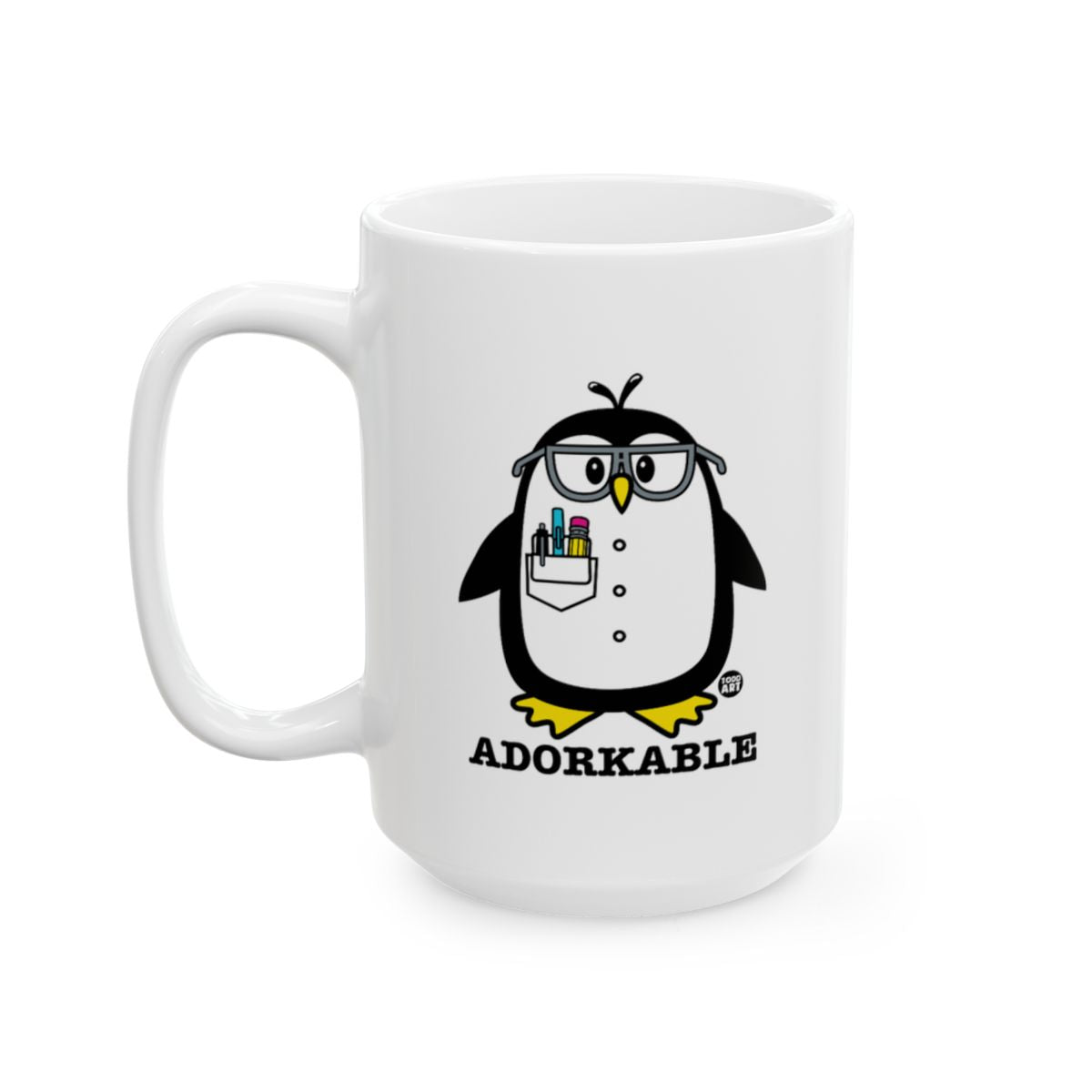 Adorkable Nerd Penguin Design on White Mug