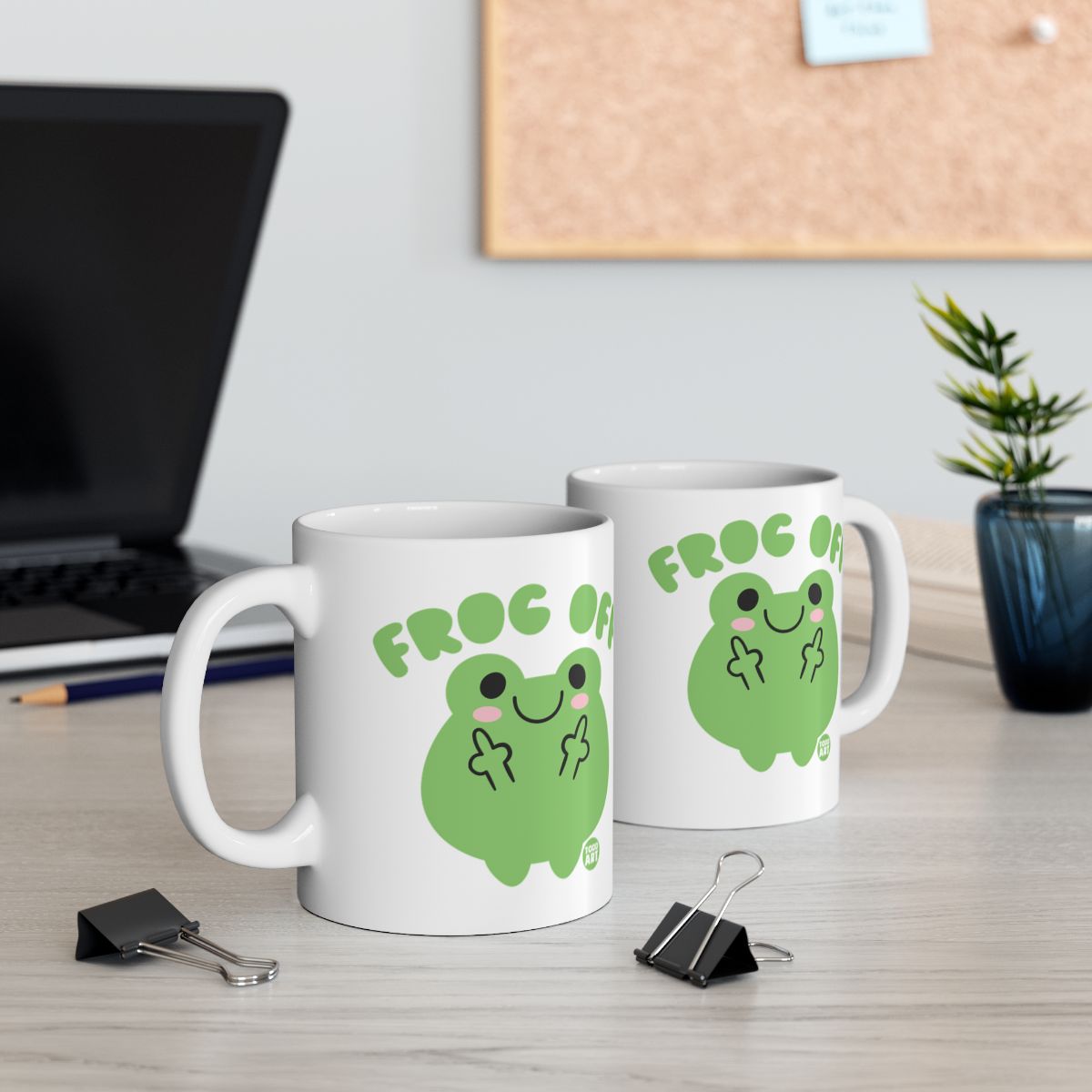 Frog Off Text with Cute Frog Illustration Mug
