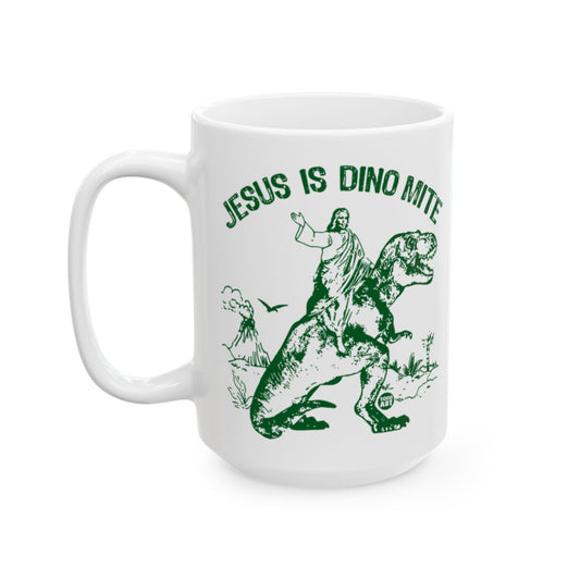 Jesus Is Dino Mite Riding Dinosaur Mug
