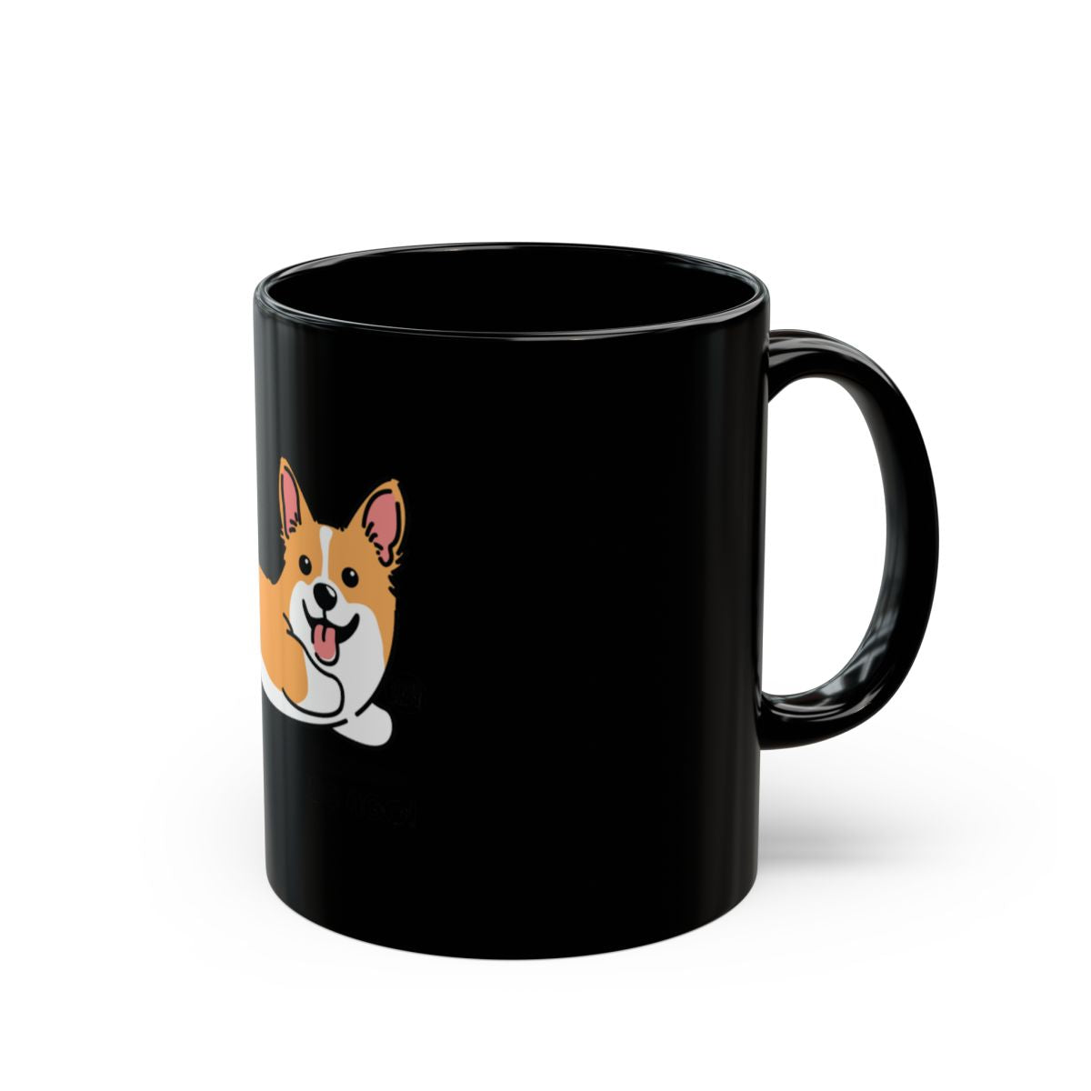 Adorable Corgi Graphic Printed on Black Ceramic Mug