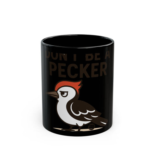 Fun Cartoon Woodpecker Design Black Coffee Mug