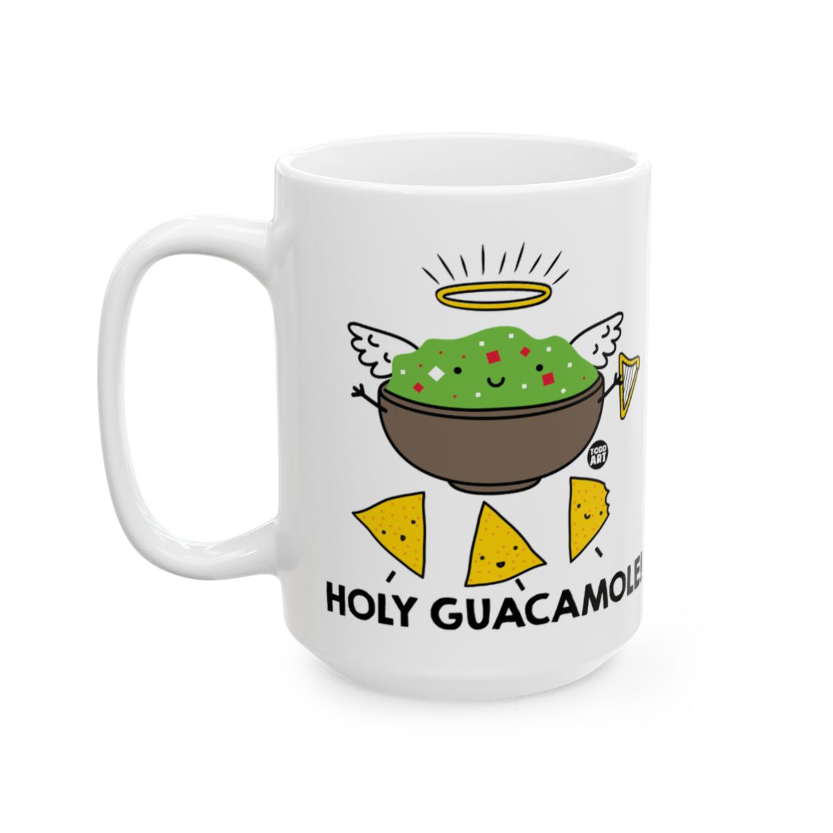 Holy Guacamole Cartoon Art White Mug for Fun Times