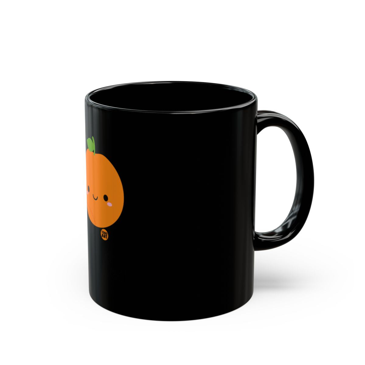 Cute Black Coffee Mug With Adorable Orange Design