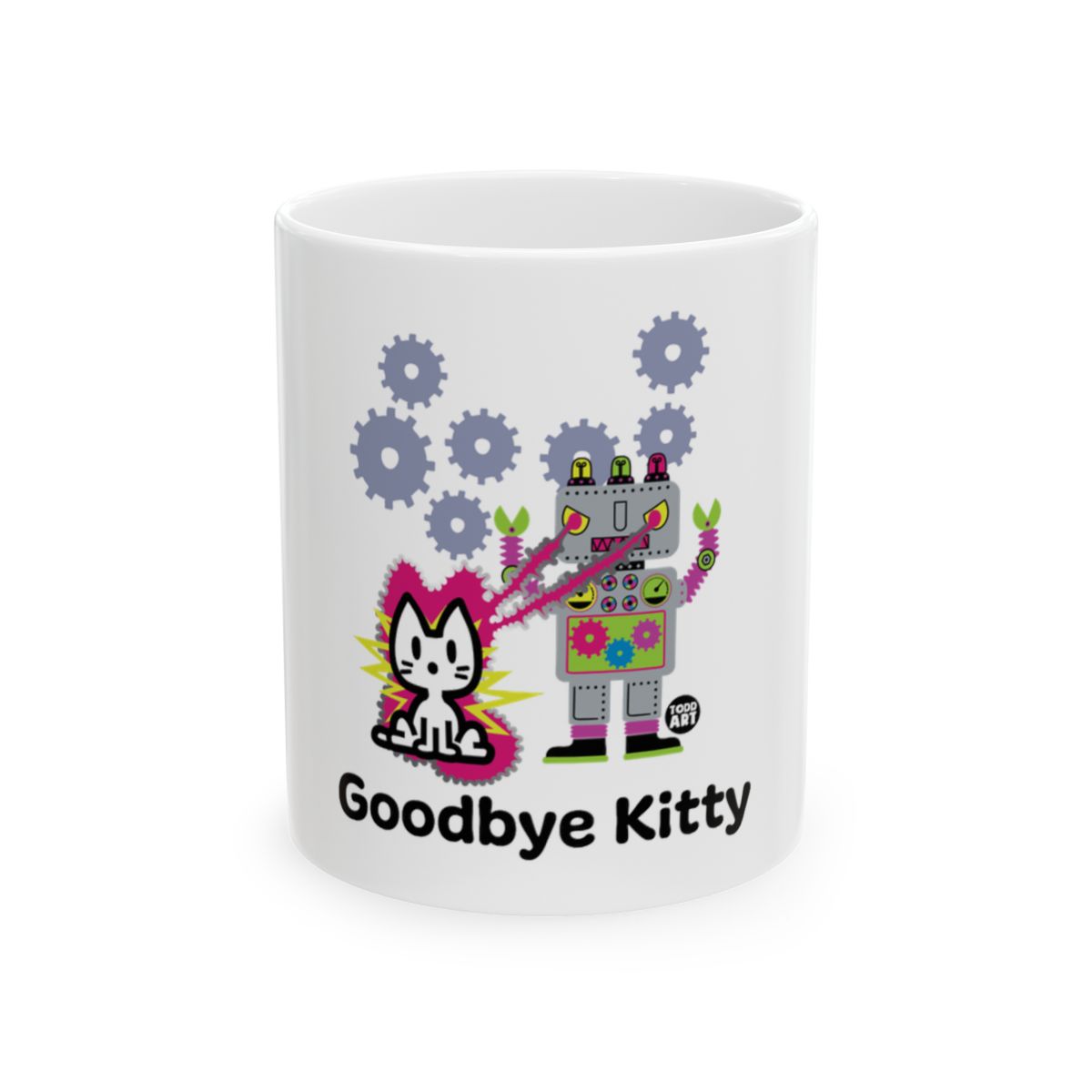 Goodbye Kitty Robot and Cat Design Mug