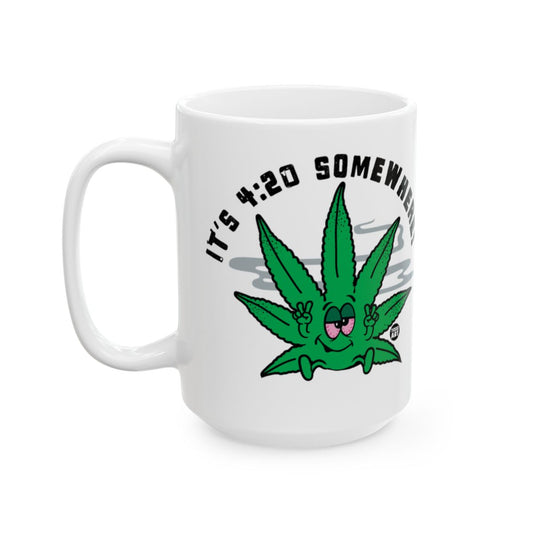 It's 4:20 Somewhere Fun Cannabis Leaf Mug