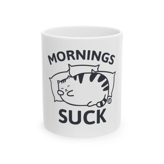 Mornings Suck Cute Cartoon Cat White Mug Product