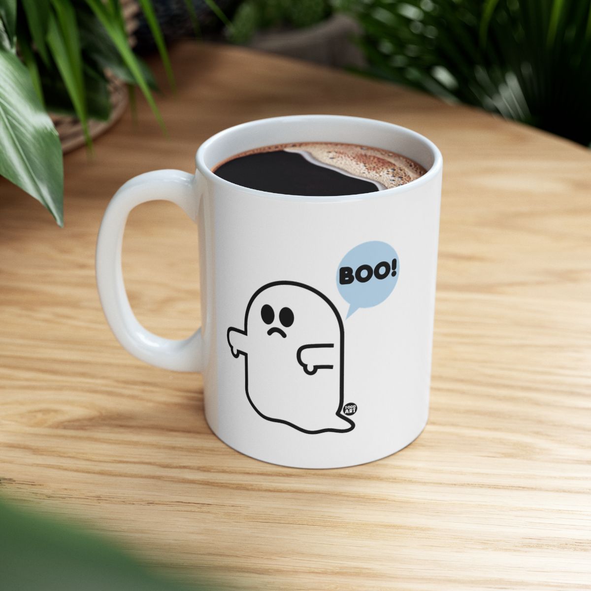 Cute Ghost With Boo Graphic Design Coffee Mug