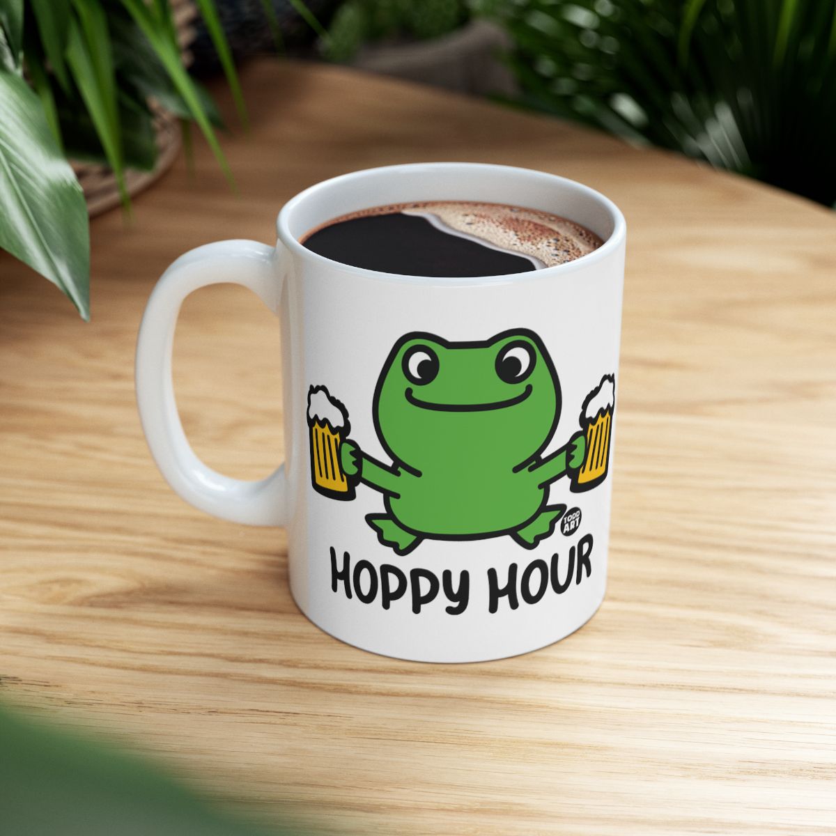 Hoppy Hour Frog With Beer Mug Funny Coffee Mug