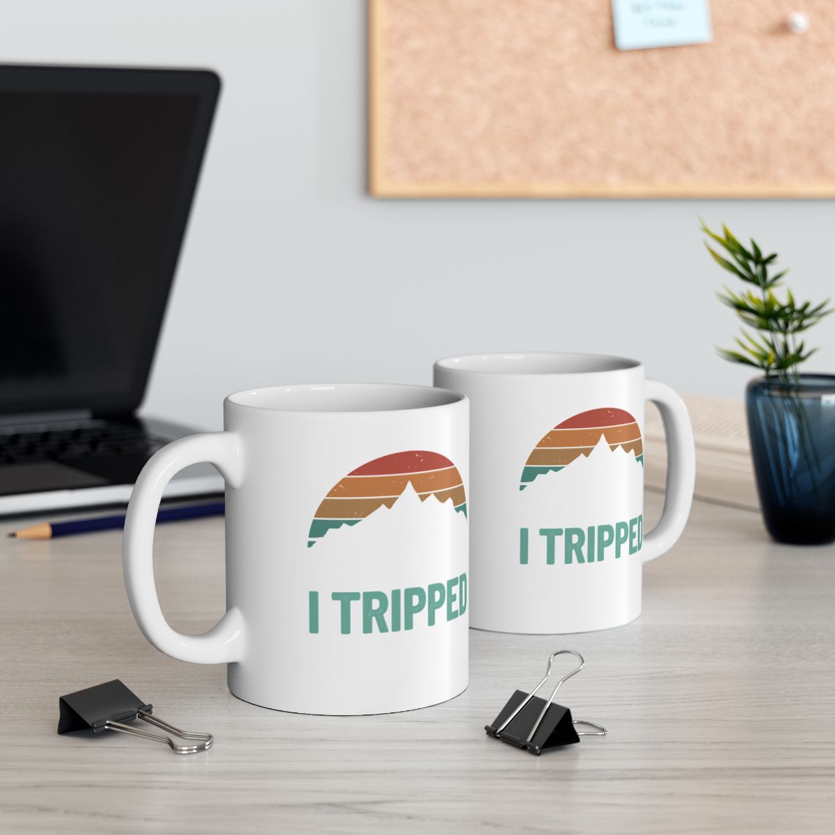 Funny I Tripped Coffee Mug with Mountain Scene