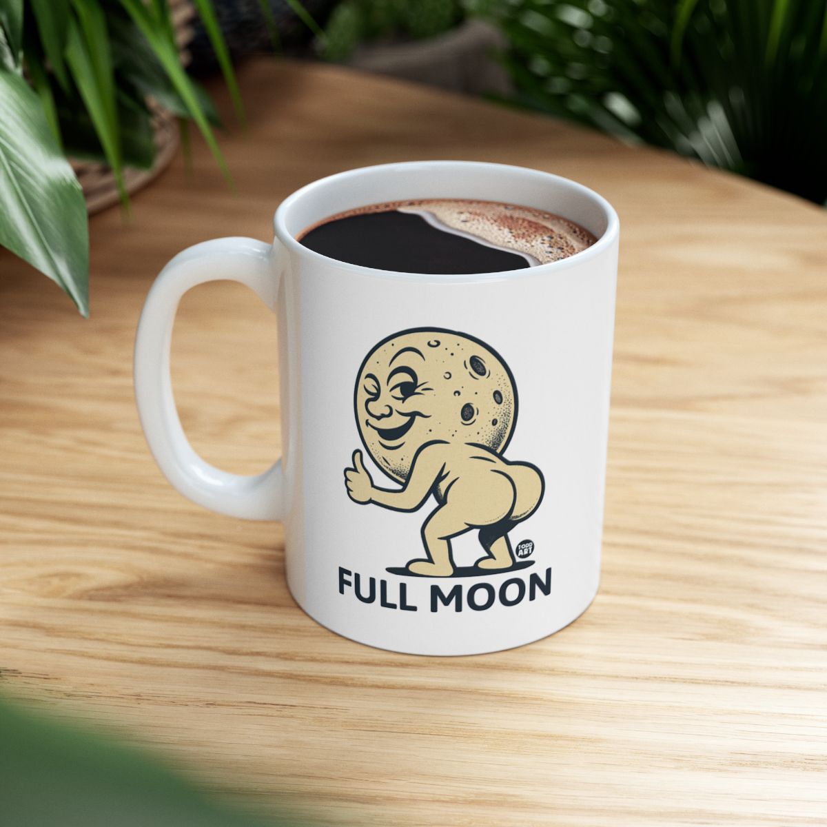 Funny Full Moon Design on Unique Coffee Mug