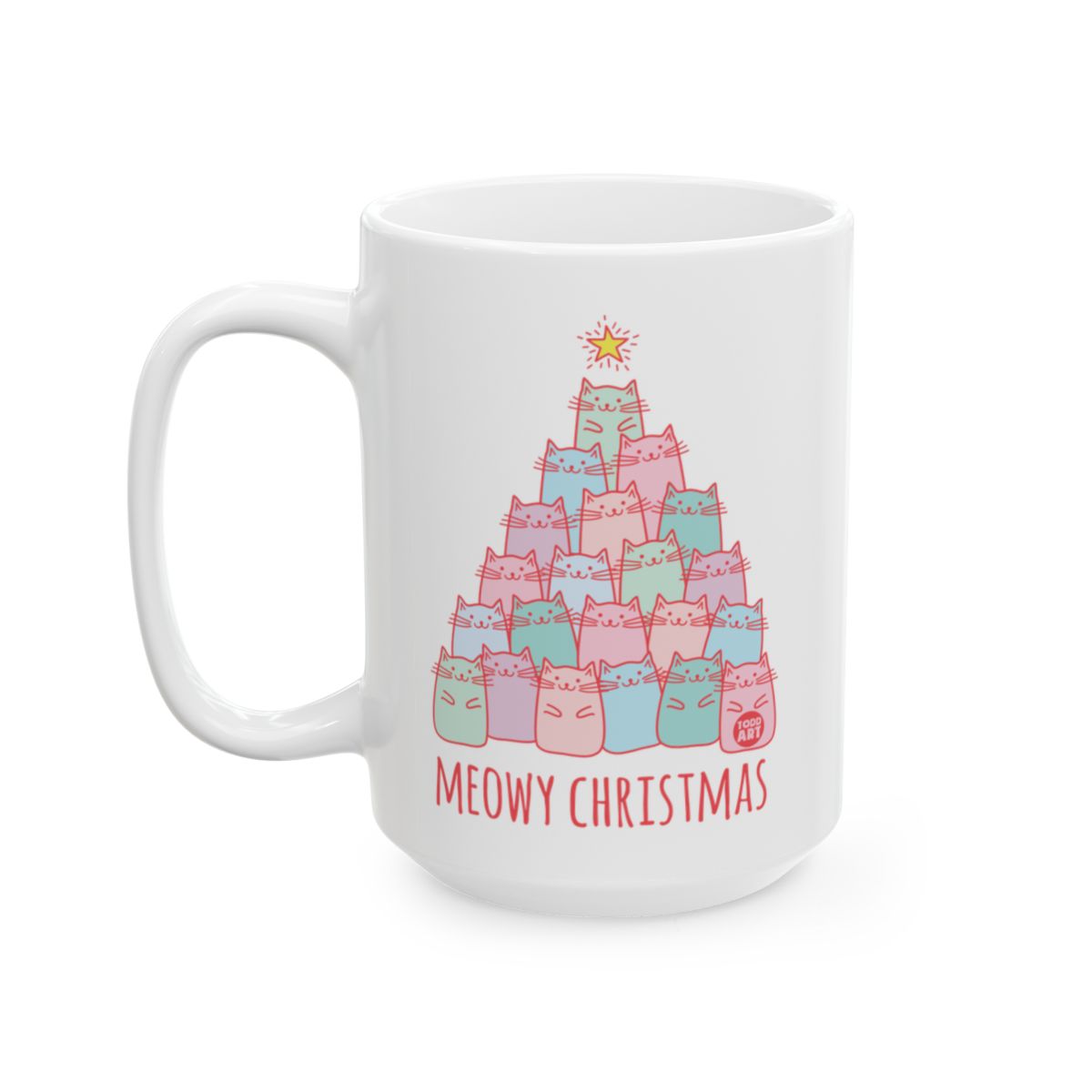 Meowy Christmas with Cat Tree Design Coffee Cup