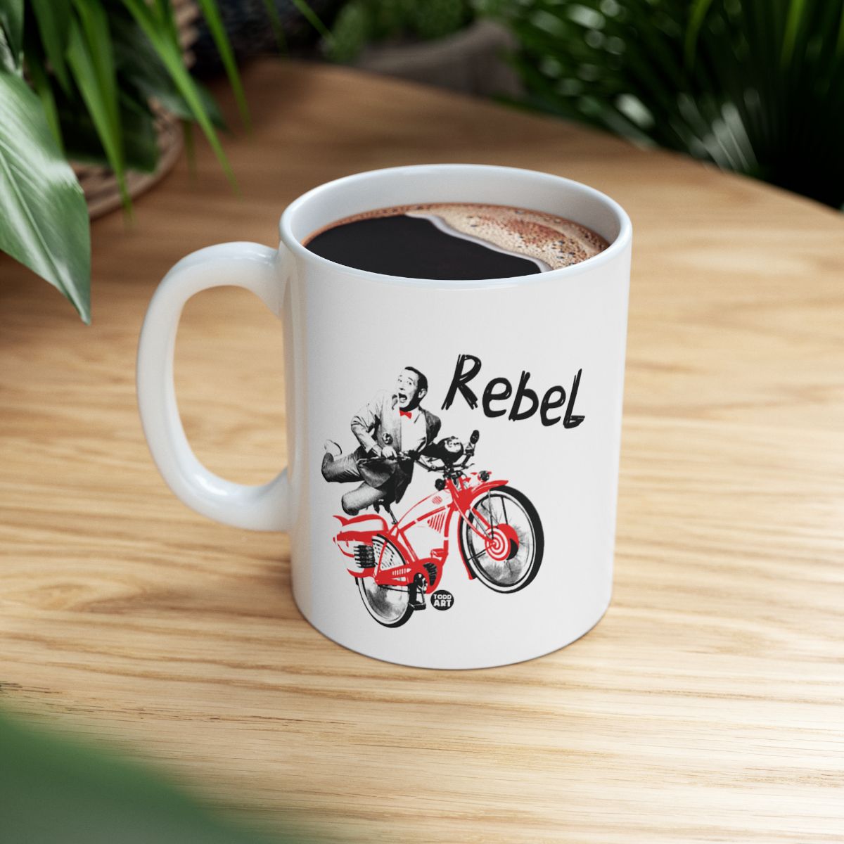 Rebel Design Mug Featuring Bicycle and Fun Graphics