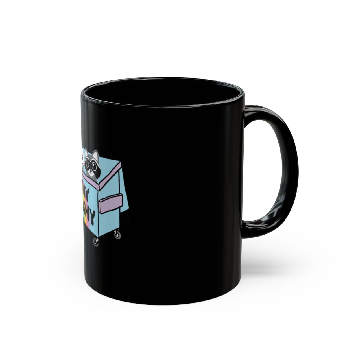 Funny Raccoon Peeking From Dumpster Design Mug