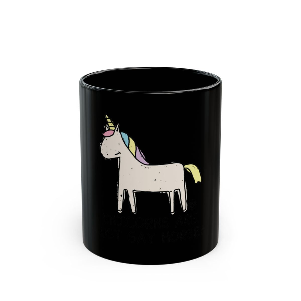Cute Cartoon Unicorn Design Black Mug for Coffee Lovers