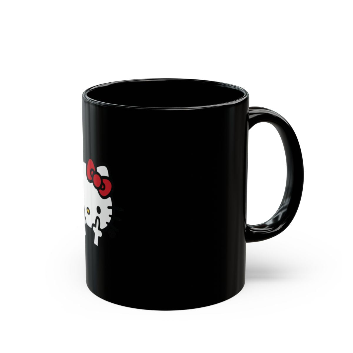 Cute Hello Kitty Black Coffee Mug with Handle