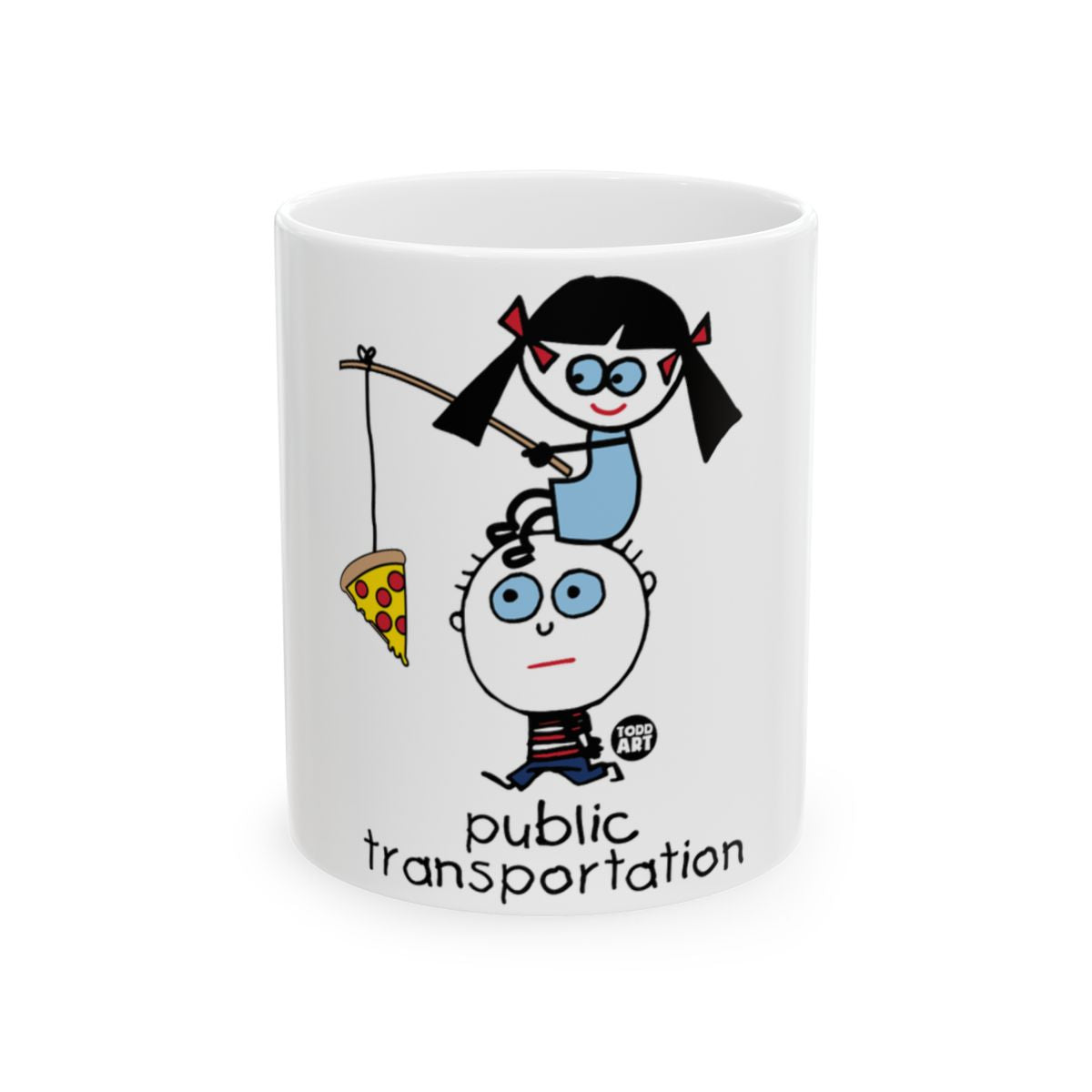 Humorous public transportation design mug
