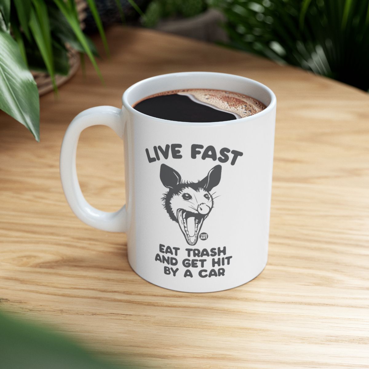 Live Fast Eat Trash And Get Hit By A Car mug