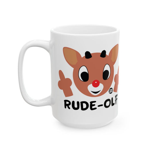 Rude-Olf Funny Christmas Mug with Reindeer Design
