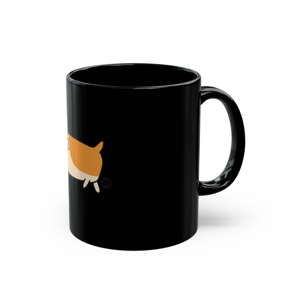 Cute Cartoon Corgi Design On Black Background Mug
