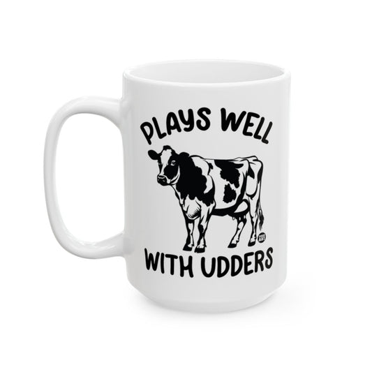 Plays Well With Udders Funny Cow Mug for Coffee Lovers