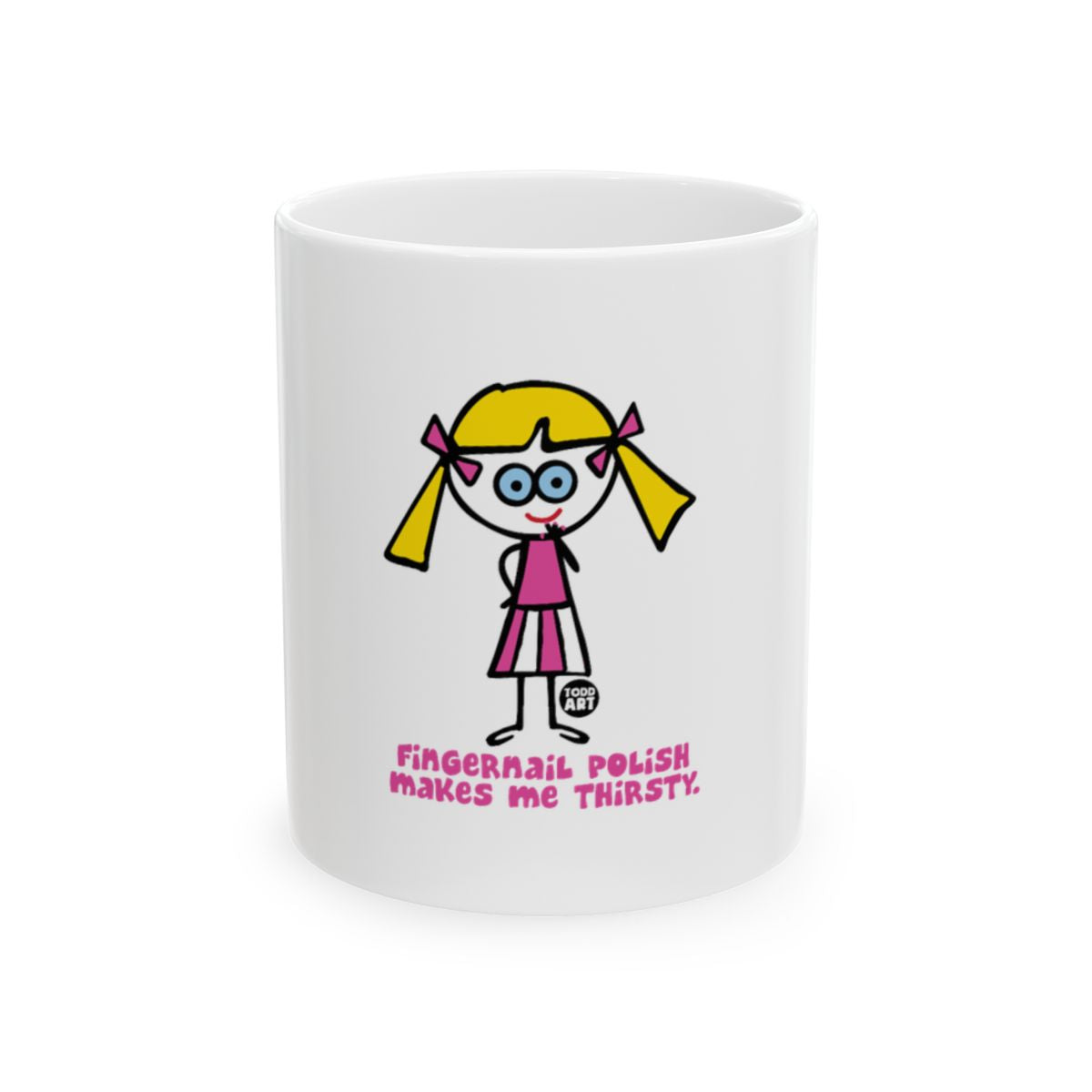 Fingernail Polish Makes Me Thirsty Mug With Cartoon Girl