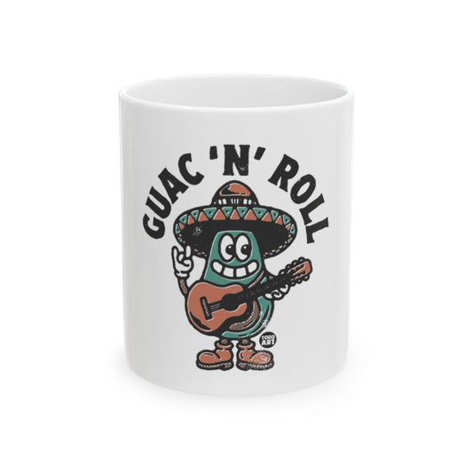 Guac 'N' Roll Cartoon Avocado Illustration Mug
