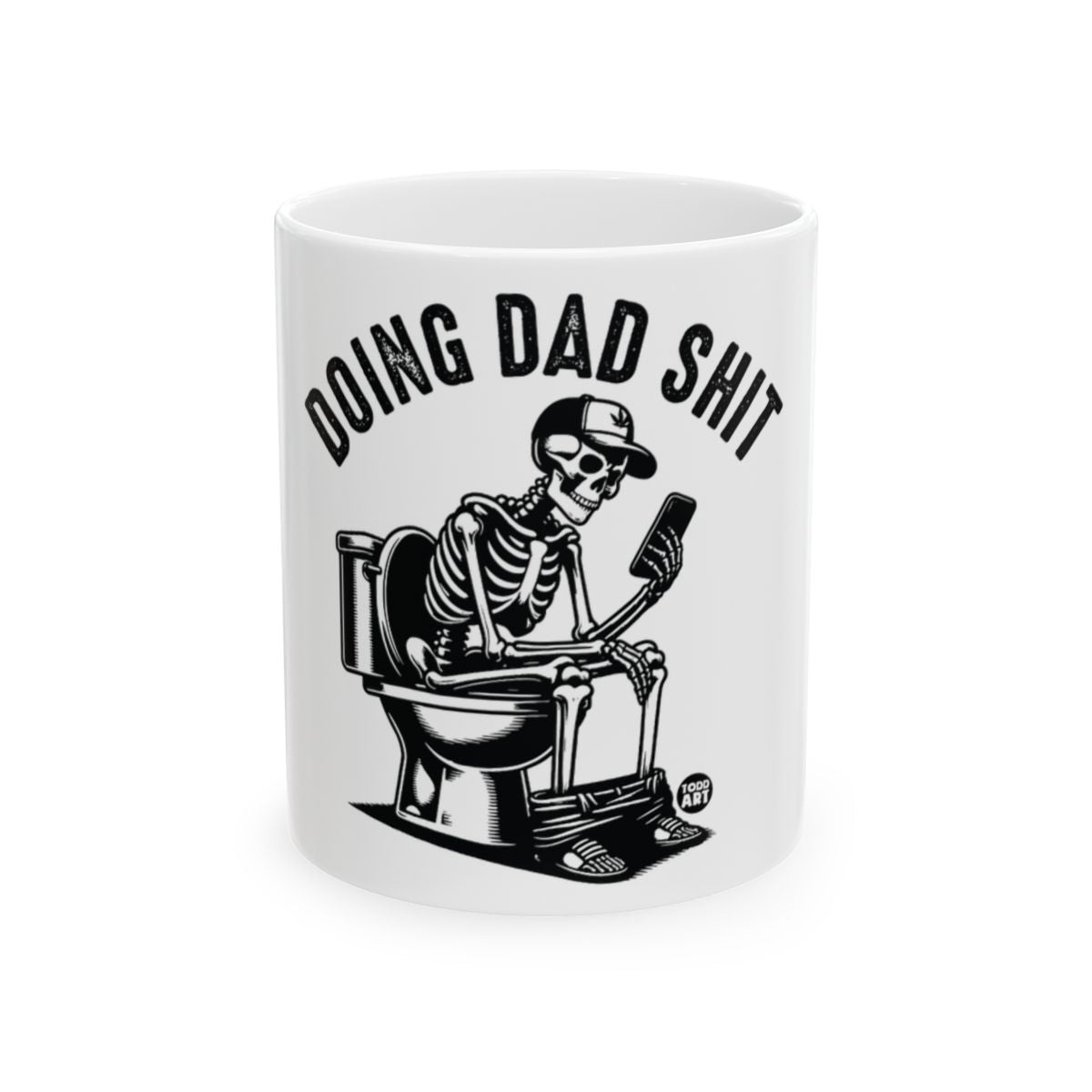 Doing Dad Shit Skeleton on Toilet Mug