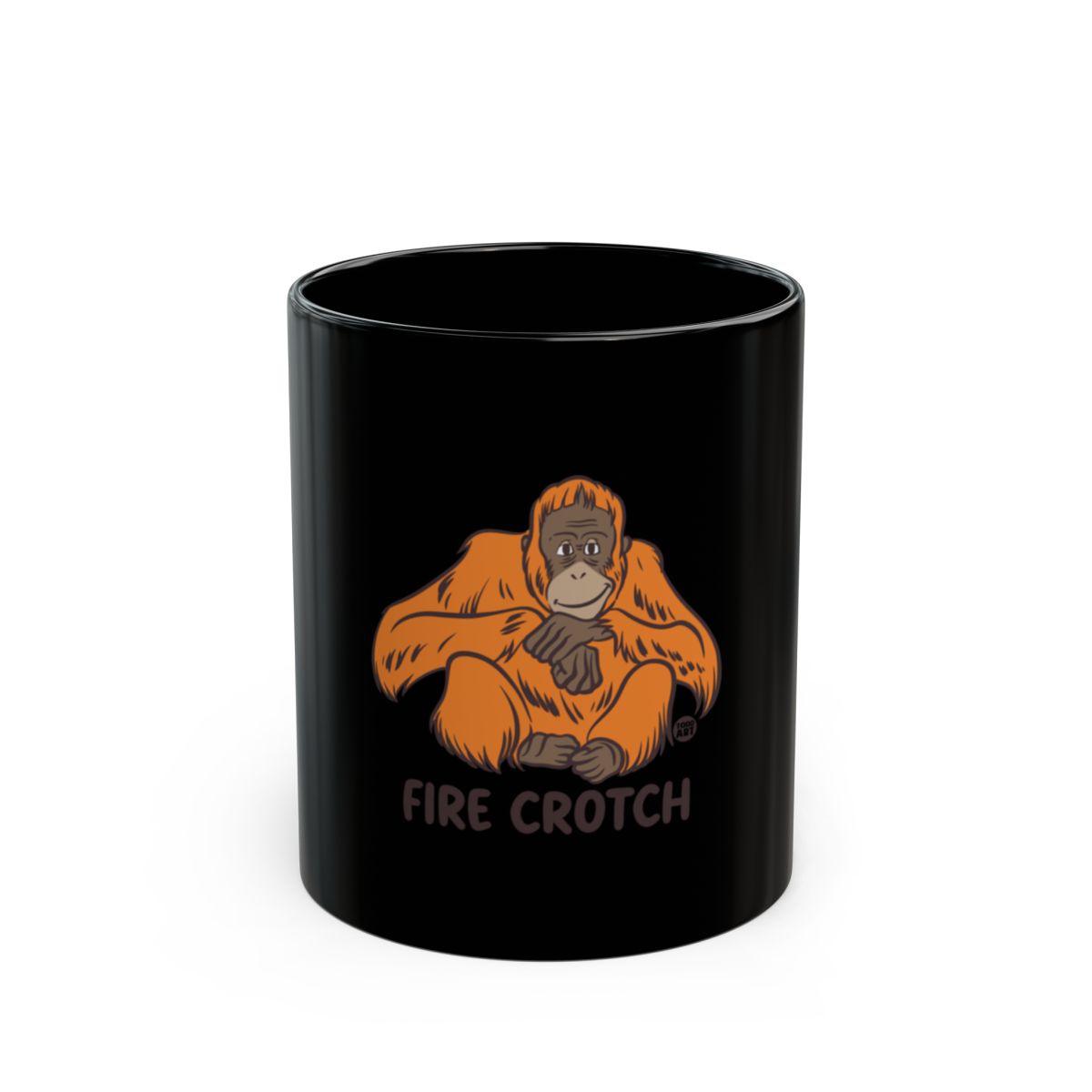Fire Croth Black Mug With Funny Orangutan Design