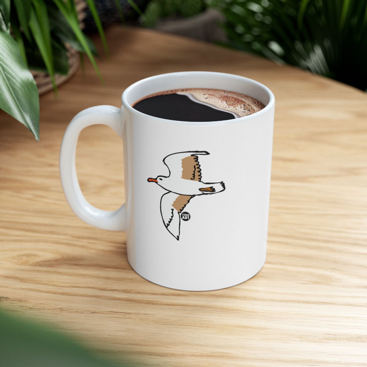Bird Design White Coffee Mug with Handle
