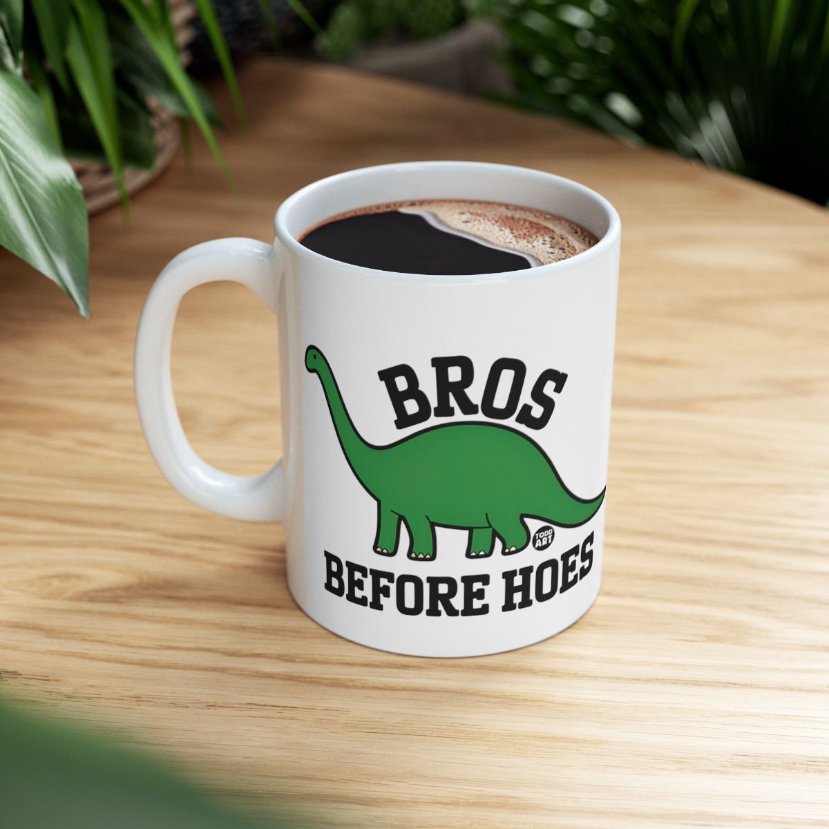 Funny Dinosaur Bros Before Hoes Coffee Mug Gift