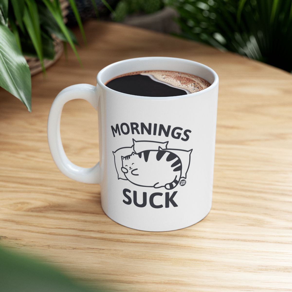 Mornings Suck Sleepy Cat Funny Morning Coffee Mug