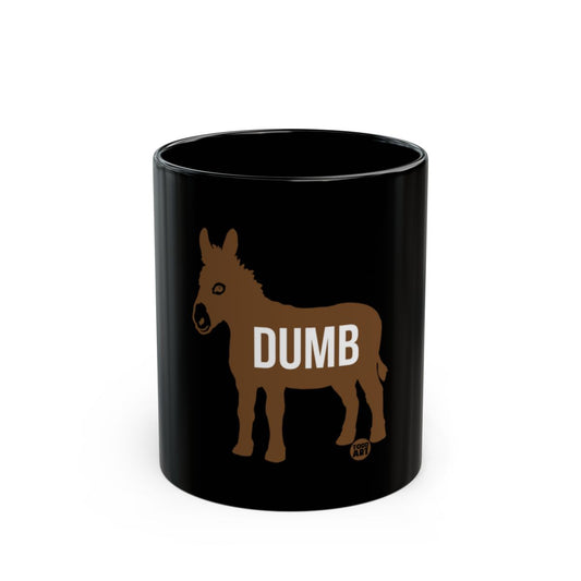 Funny Dumb Donkey Print Black Coffee Mug