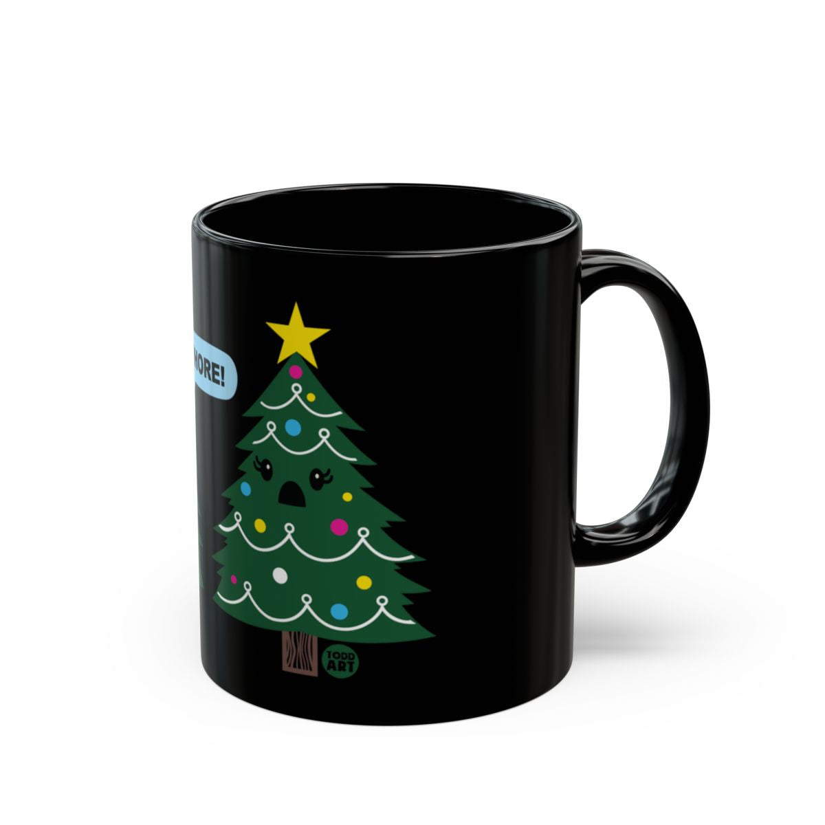 Festive Christmas Tree Design Black Coffee Mug