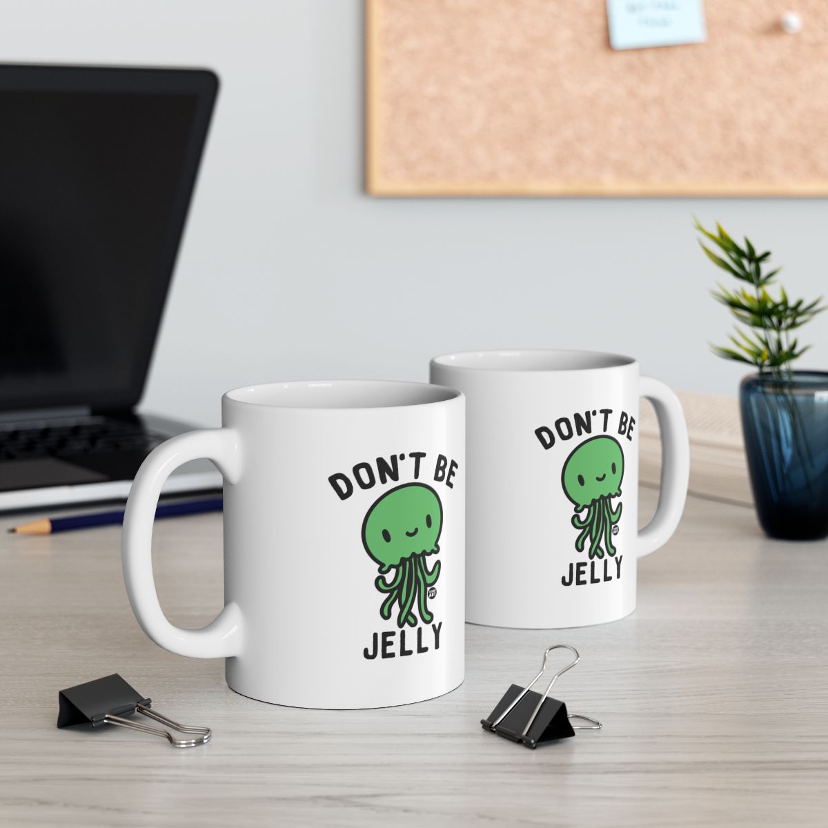 Don't Be Jelly Cute Green Octopus Print Coffee Mug