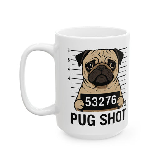 Funny Pug Shot Mug with Adorable Dog Illustration