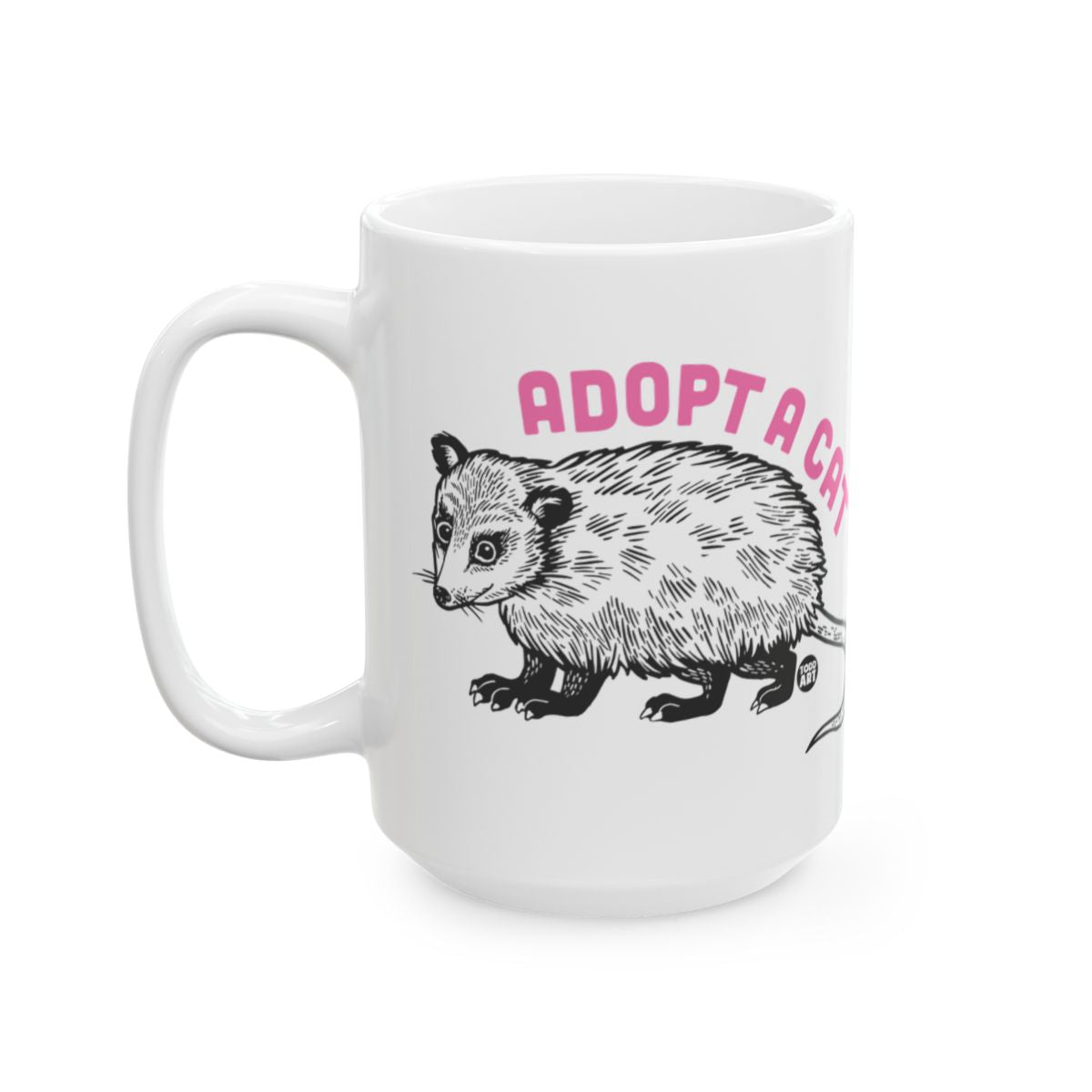 Adopt A Cat Opossum Drawing White Coffee Mug