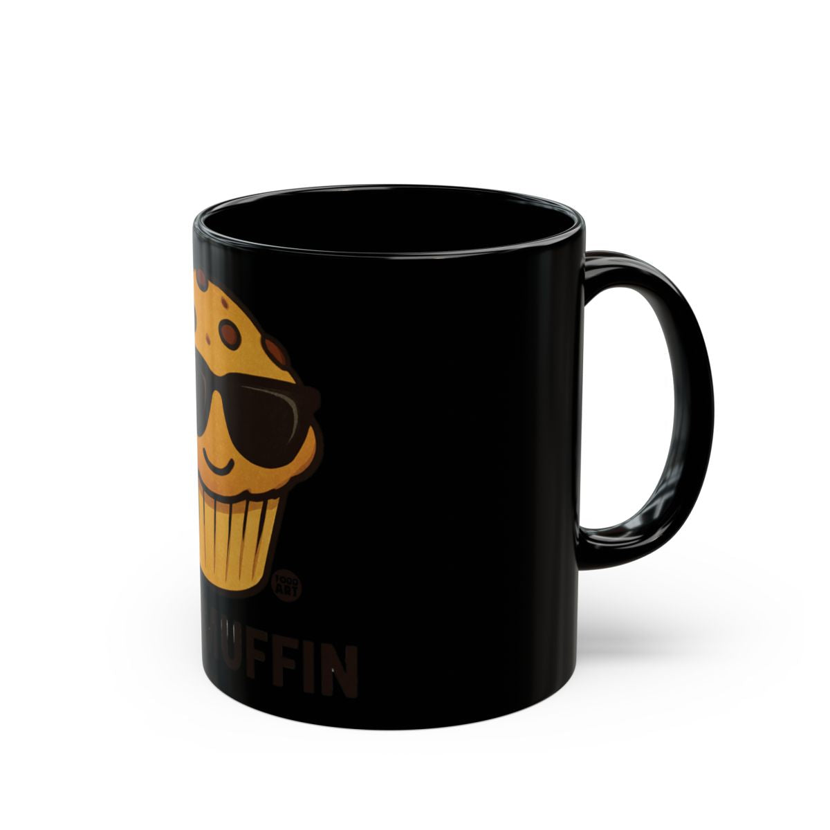 Cool Muffin With Sunglasses Design Black Coffee Mug