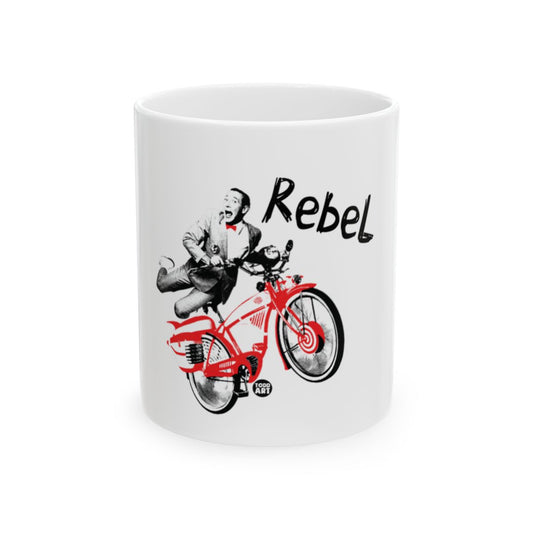 Rebel Bicycle Design on White Mug
