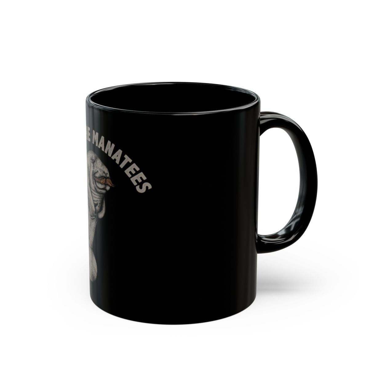 Save The Manatees Cute Black Coffee Mug