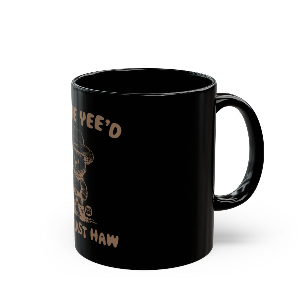 Cowboy Bear Take Yee'd Break Black Ceramic Mug